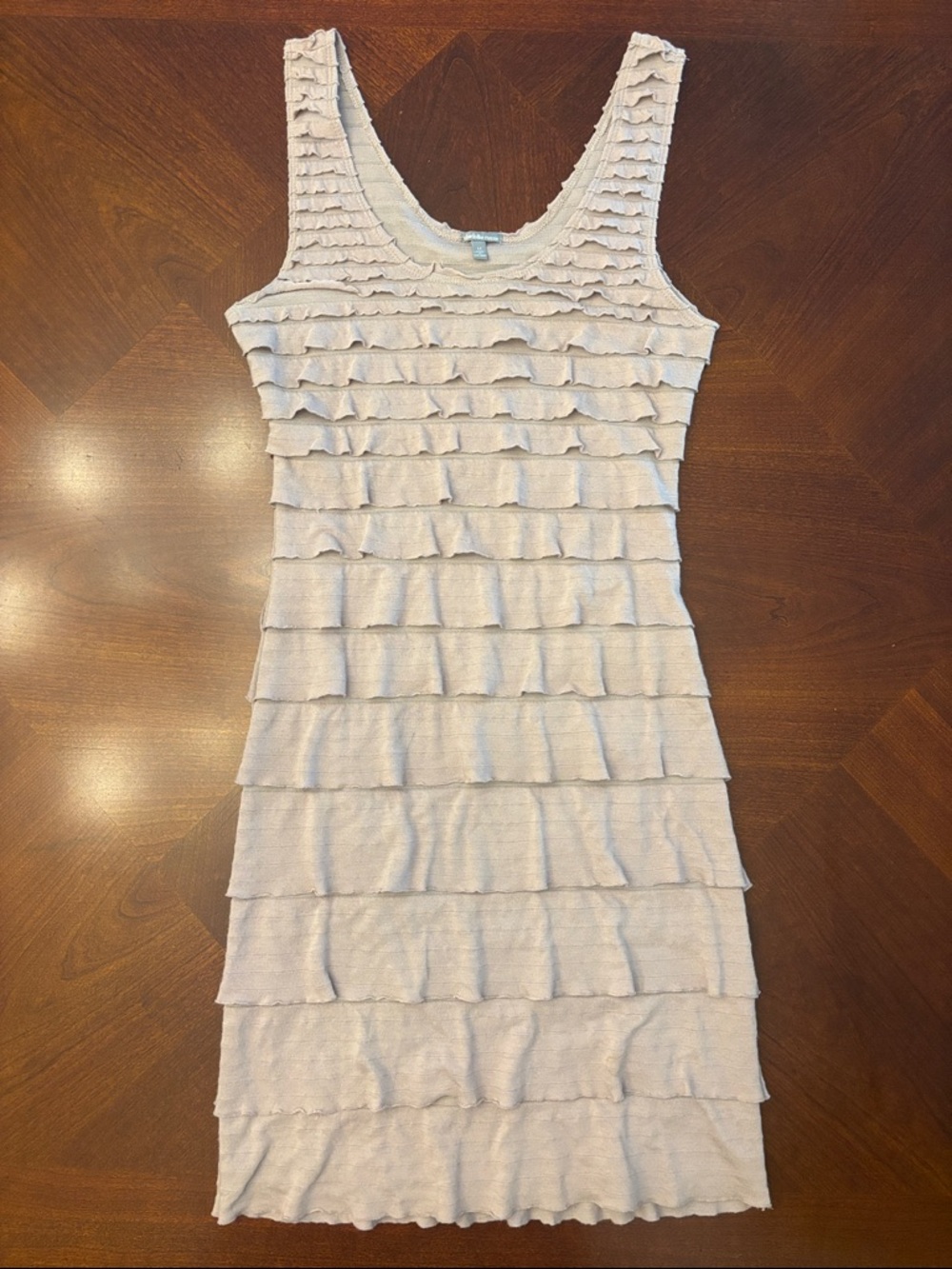 Charlotte Russe Beige/pink Ruffled Mini Bodycon Dress